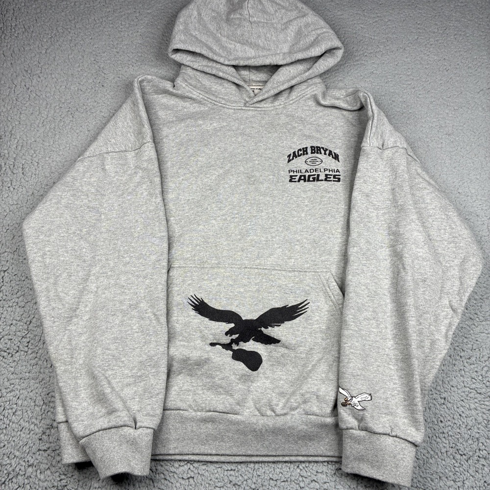 Zach Bryan Philadelphia Eagles Graphic Hoodie Gray Men's XL 2024 Tour